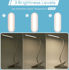 Aigostar 10A52 - LED Bureaulamp - Dimbaar - 3 Helderheid - Verstelbare Leeslamp - Nachtlamp - 4000K - Wit