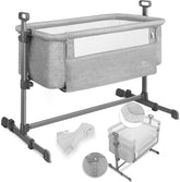 KESSER® 3in1 Ledikant - Babybed - Verstelbaar - Inklapbaar - Lichtgrijs