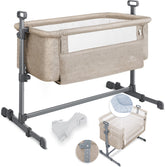 Ledikant - Babybed - 3 in 1 - Verstelbaar - Inklapbaar - Beige - KESSER®