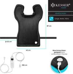KESSER® Warmtekussen voor Rug, Nek en Schouders - Elektrische Verwarmingskussen met Afstandsbediening, Automatische Uitschakeling, 9 Warmte Standen, 89x65cm - Antraciet