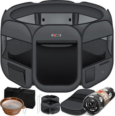 Puppyren - Hondenren- Dierenren - 64x125x125 cm - Antraciet - LOVPET®