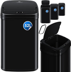 KESSER® Sensor RVS prullenbak - 52L - Softclose deksel - Zwart (U)