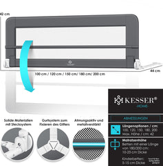 KESSER® bedhekje - Kinderbedhek - Bedhek - Babybedhek Valbeveiligingsbed voor Bed & boxspring - 120 cm, Donkergrijs