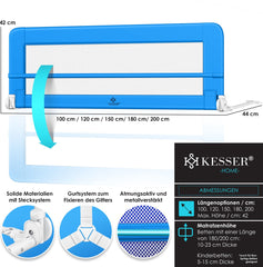 Bedhekje - 180 cm - Bedrand - Bedrail - Bedrek - Blauw - KESSER®