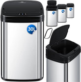 Prullenbak met sensor - Afvalbak - Vuilnisbak - 30 Liter - Grijs - KESSER®