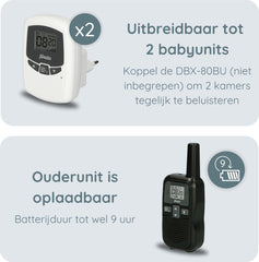 Alecto DBX80BK - Babyfoon met groot bereik - Tot 3km - Zwart