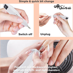SINA Nagelvijl - Nagelvijl Electrisch - Nagelfrees - Manicure Set - Pedicure Set - Wit