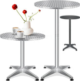 KESSER® bartafel bistrotafel 2in1 aluminium roestvrij stalen blad | in hoogte verstelbaar | 70cm / 115cm | partytafel tafel Ø 80cm | binnen & buiten | bruiloft | receptietafel | 4 poten - Zilver