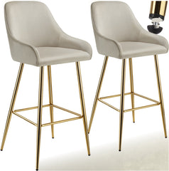 Barkrukken set van 2 - Barstoel met rugleuning - Barkruk - Barstoelen - Crème - Tectake®