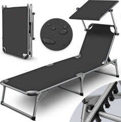 Ligbed - Ligstoel - Zonnebed - Opvouwbaar - Grijs - Tillvex®