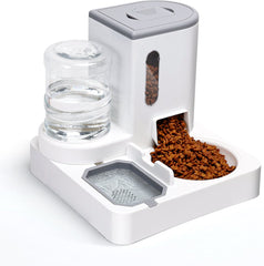 Automatische voerbak kat en hond - Voerautomaat - Voerdispenser - 2 stuks - Wit - Nobleza •