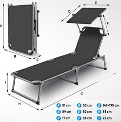 Ligbed - Ligstoel - Zonnebed - Opvouwbaar - Grijs - Tillvex®
