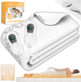 KESSER® Elektrische Onderdeken Warmtedeken met automatisch uitschakelende afstandsbediening | warmte deken met 3 temperatuurstanden | voor matrasverwarming | van zacht fleece - Wit met motief (160 cm x 140 cm)