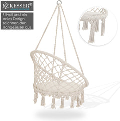 KESSER® Hangstoel voor Binnen en Buiten tot 150 kg met Kussen - Beige