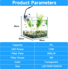 Aquarium Kit - 30x30x30 cm - 27L - Nobleza