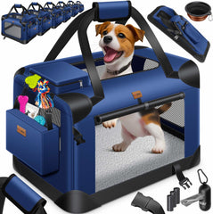 Reisbench hond - Draagtas hond - Transportbox - 60x42x42 cm - Blauw