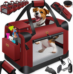 Reisbench hond - Draagtas hond - Transportbox - 102x69x69 cm - Rood