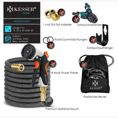 Flexibele Tuinslang - Inc. sproeikop - 22,5 meter - Antraciet