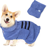 Hondenbadjas - Badjas hond - Ruglengte 50 cm - M - Blauw - Nobleza