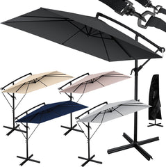 KESSER® Zweefparasol met voet - LED - Ø2.5m - 360° Draaibaar - Antraciet