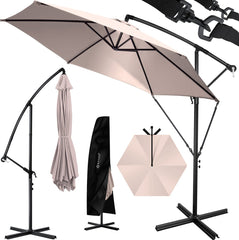 KESSER® Zweefparasol met voet - Ø3,5m - 360° Draaibaar - Taupe