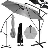 KESSER® Zweefparasol met voet - Ø 3m - 360° Draaibaar - Lichtgrijs