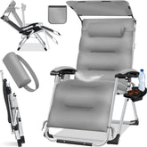 Tuinstoel - Ligstoel - Verstelbaar - Opvouwbaar - Grijs - KESSER®