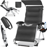 Tuinstoel - Ligstoel - Verstelbaar - Opvouwbaar - Antraciet - KESSER®