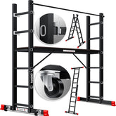 MASKO® Kamersteiger Aluminium - Multifunctionele Ladder - Zwart