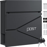 KESSER® Brievenbus met Krantenvak Wandmontage Roestvrij Staal - Wandbrievenbus inclusief Montagemateriaal 2x Sleutels, Afsluitbaar, Softclose-deksel - Antraciet