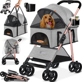 LOVPET® Hondenbuggy 2in1 Huisdieren - Wandelwagen - Lichtgrijs