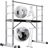 MASKO® Kamersteiger Aluminium - Multifunctionele Ladder - Zilver