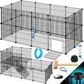 KESSER® Konijnenren - Konijnenhok - 36x216x216 cm - Binnen & Buiten - Zwart