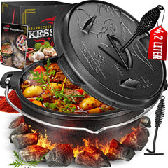 KESSER® Dutch Oven Set - 4,2L - Vuurpan - Stoofpan - Gietijzeren pan