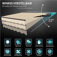 KESSER® Elektrisch knikarmscherm met afstandsbediening Zonnescherm Knikarmscherm 300x250