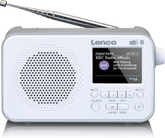 Lenco PDR-035WH - Draagbare DAB Radio met FM, DAB+ en Bluetooth® - AUX-ingang en oplaadbare Batterij - Wit •