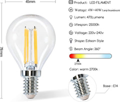 E14 LED lamp - Dimbaar - Filament lamp - 4W - 5 stuks - Aigostar