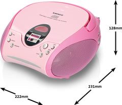 Lenco SCD-24 - Draagbare radio CD speler met AUX-uitgang - Roze •