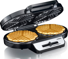 Melissa Wafelijzer - Hartvorm - 1200W - Dubbele Wafelmaker - 10 wafels per keer - 16250087 - Zwart •