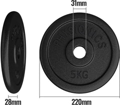 Halterschijven - Halter gewichten - 30 mm - Gietijzer - 4x5 kg - Physionics®