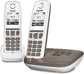 Gigaset AS470A Duo draadloos antwoordapparaat voor vaste telefoon met 2 handsets, wit en beige