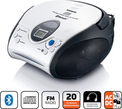 Lenco SCD-24BT WHBK - Draagbare CD-speler met FM radio en Bluetooth - Wit-Zwart •