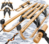 KESSER® Houten slee Premium slee Opvouwbare kinderslee van beukenhout incl. trektouw Slider Metalen lopers - Houten slee, Zwart