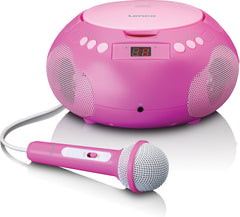 Lenco SCD-620PK - Draagbare radio/ CD player met microfoon - Roze •