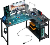 Sattire L-vormig Hoekbureau 120cm – Gaming Tafel met USB-Oplaadpoort & Stopcontact – Ideaal voor Thuisgebruik