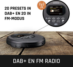 Lenco CD-500BK - Draagbare CD-speler met DAB en FM - Bluetooth - Zwart •