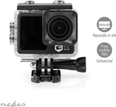 Nedis Action Camera – 4K@30fps – 16 MP – Dual Screen – 30M Waterdicht – WiFi – Inclusief Mounts