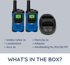 Alecto FR175BW - Walkie Talkie voor kinderen en volwassenen - Set van 2 stuks - Bereik tot 7 km - Blauw-Zwart •
