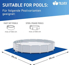 Tillvex Zwembad grondzeil - uv-stabiel - 396x396cm - Blauw