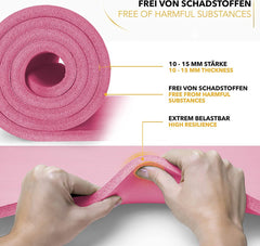 Yogamat - Fitness mat - Sportmat - Yoga mat extra dik - 185x60 cm - Roze - Tresko